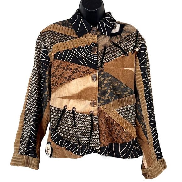 Sandy Starkman Animal Print Patchwork Silk Blend Art to Wear Jacket - Picture 1 of 14